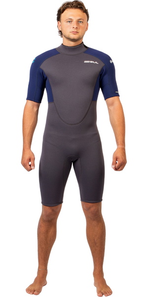 2026 Gul Mens Response Natur 3/2mm Back Zip Shorty Wetsuit RE3319-GYBL - Grey / Blue